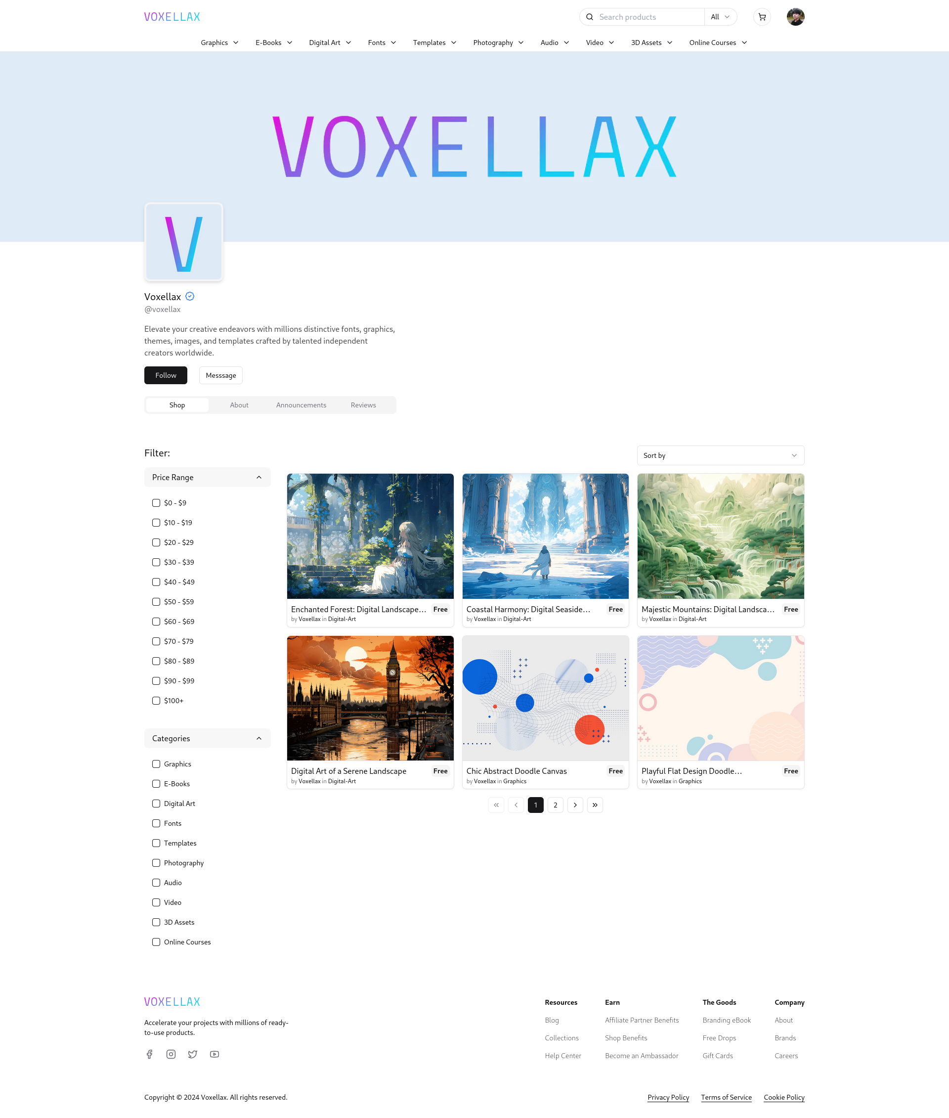 Voxellax Store Profile Page